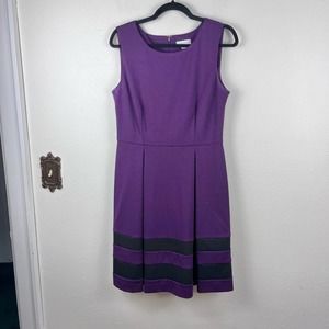 Calvin Klein Women's Purple Sleeveless Career Business Work Sheath Dress 10